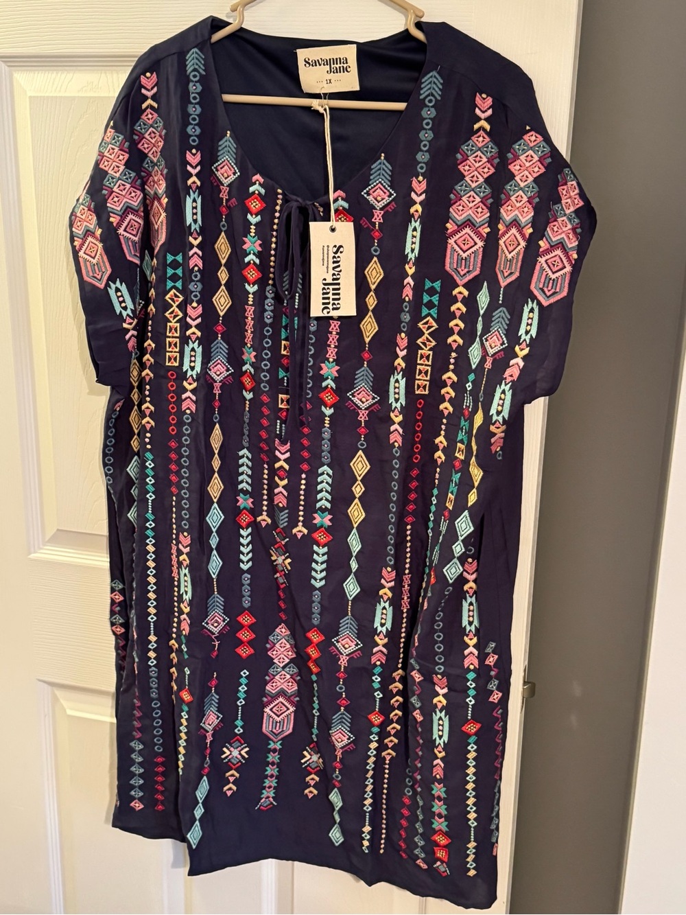 Savanna Jane Navy Embroidered Boho Dress